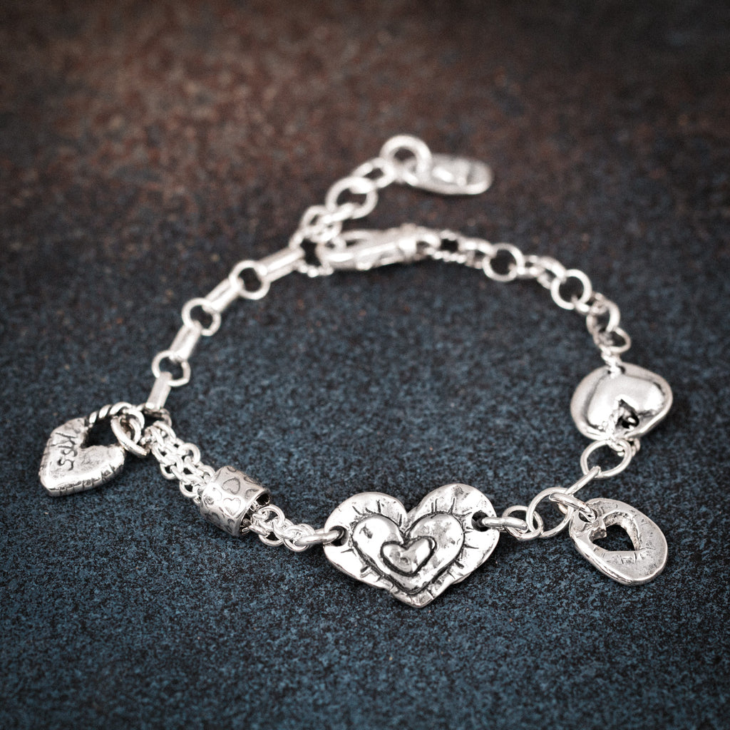 Sterling silver heart bracelet | Love charm bracelet | Boho bracelet | —  Discovered